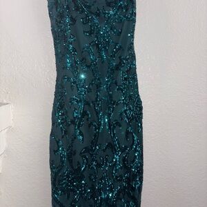 Lovely Day Teal Sequin Gown